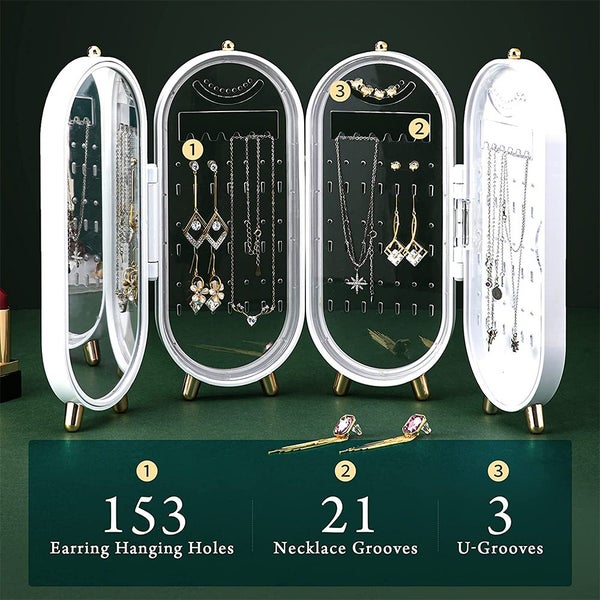 2Pcs Foldable Earring Holder Dustproof Earring Necklace Display Stand Jewelry Bo Carousel 2