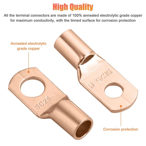 60x Car Copper Ring Lug Terminal Battery Wire Bare Cable Crimp Connector SC Carousel 2