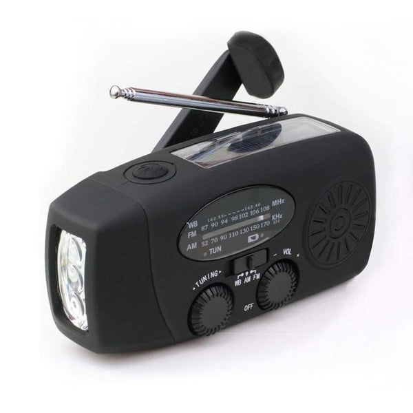 Hand Crank Self Powered Solar Emergency Radios With LED Flashlight -Black Carousel 1
