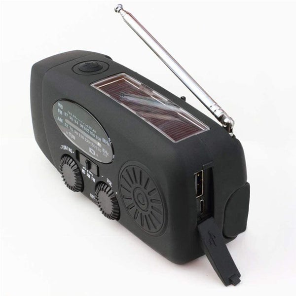 Hand Crank Self Powered Solar Emergency Radios With LED Flashlight -Black Carousel 2