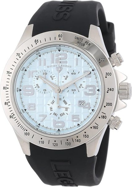Swiss Legend 30041-12 Eograph Chronograph Light Blue Grid Dial Black Strap Watch Carousel 1