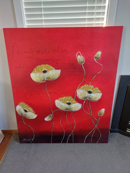 Beautiful Shabby Chic Poppy Canvas Painting Carousel 1