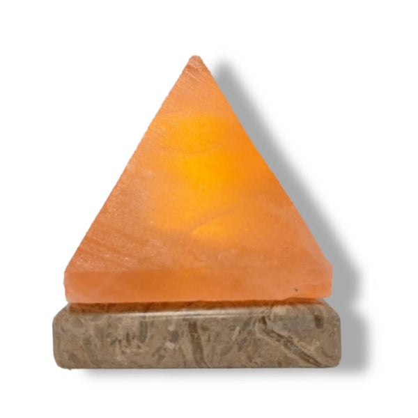 USB Himalayan Salt Lamp - Pyramid Triangle Carved Shape Pink Crystal Rock Light Carousel 2