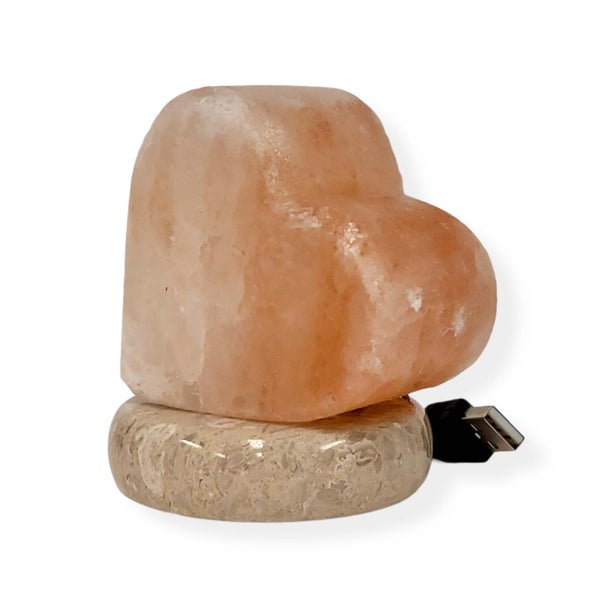 USB Colour Changing Salt Himalayan Lamp - Heart Love Shape Pink Rock LED Light Carousel 17