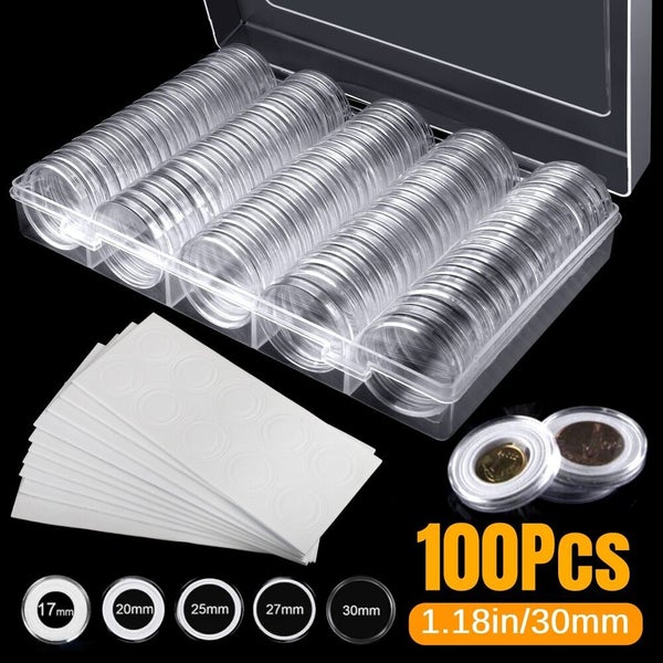 100Pcs 30mm Coin Holder Capsules Case for Silver Gold Dollar Display Storag Carousel 1