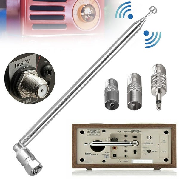 F Type Telescopic Aerial Antenna 75 Ohm with TV / 3.5 Adapter Bose-Wave Rad Carousel 1
