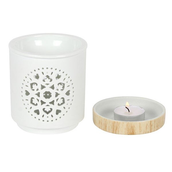 White Mandala Cut Out Oil Burner Carousel 2