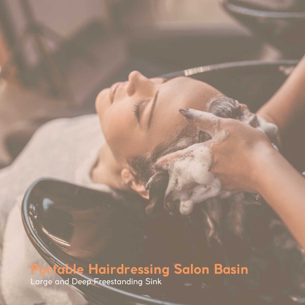 Large Portable Hairdressing Salon Basin Deep Hair Washing Sink Shampoo Wash Bowl Carousel 2