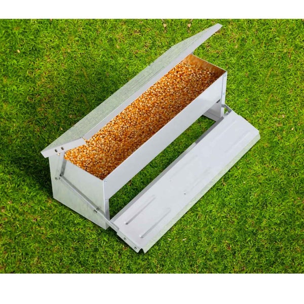 11L Automatic Chook Chicken Feeder Poultry Auto Treadle Aluminium Metal Feeders Carousel 2