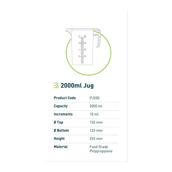 2L Measuring Jug Heavy Duty Clear Plastic Propylene Food Grade BPA 5 Pro-Jug Carousel 3