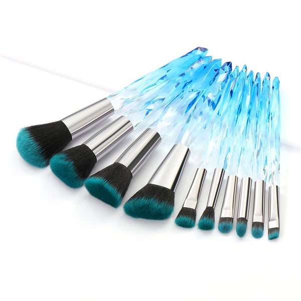 10-Pack Makeup Brush Eyeshadow Foudation Blush Brush Set -Blue Carousel 6