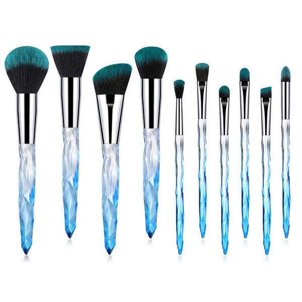10-Pack Makeup Brush Eyeshadow Foudation Blush Brush Set -Blue Carousel 1