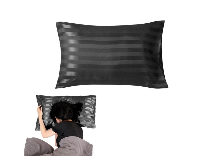 51x76cm Satin Pillowcase for Hair and Skin Envelope Closure Pillowcase - Black Carousel 1