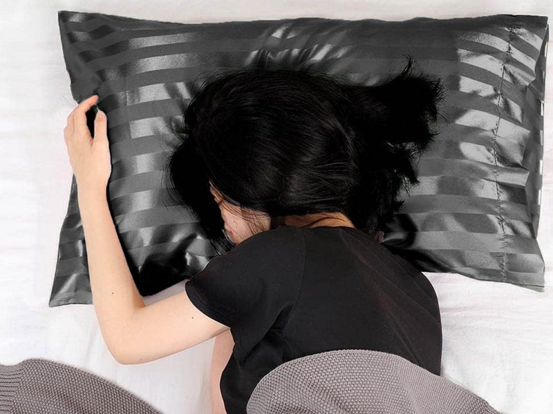 51x76cm Satin Pillowcase for Hair and Skin Envelope Closure Pillowcase - Black Carousel 4