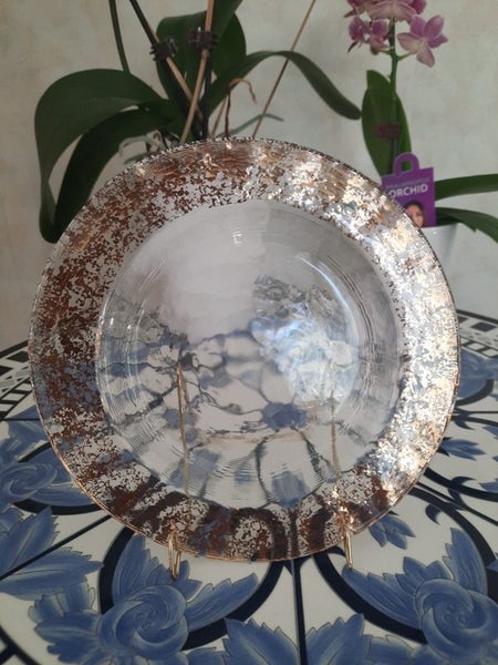 Prosecco Gold Foil Rim Glass Plate Carousel 2