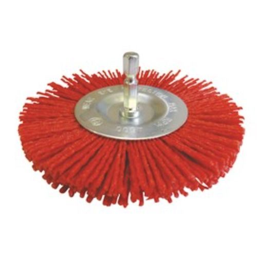 Josco Brush Wheel 100 80G 6.3 Hex Psindle Red Abrasive Nylon Carousel 1