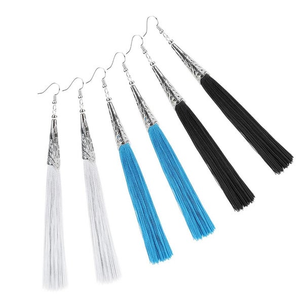 Long Silk Tassel Earrings 14cm "Bolero" (Red) Carousel 4
