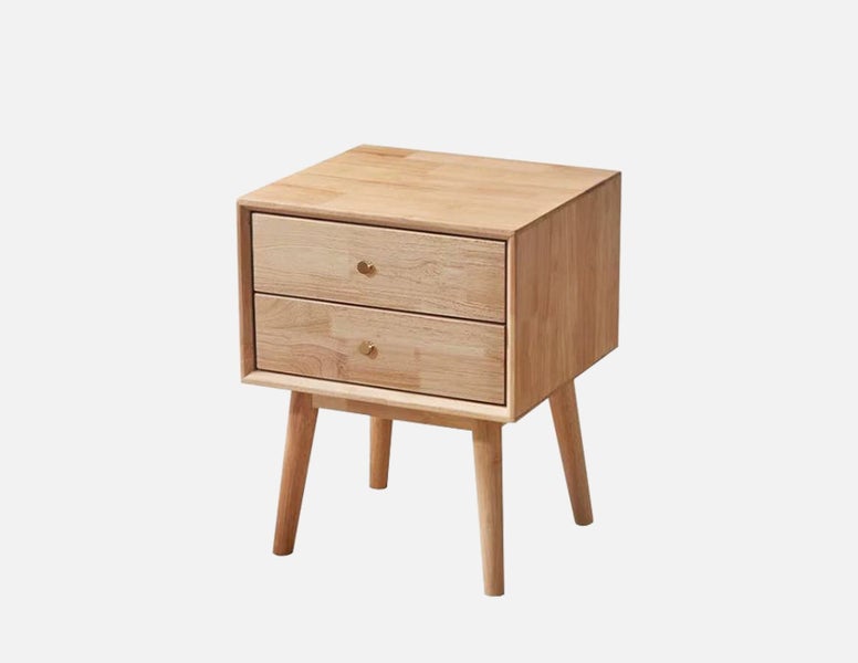 Bedside Table Solid Rubber Wood Carousel 1