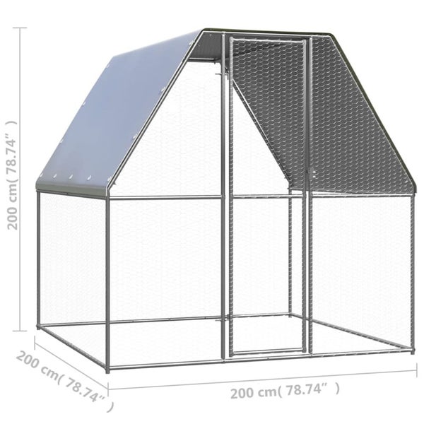 Chicken Cage Silver and Grey 2x2x2 m Galvanised Steel Oppnnl Carousel 2