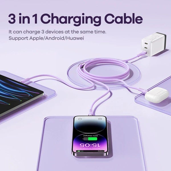 Remax 3 In1 15W Fast Charging USB A to Type C Mircro Cables for Carousel 7