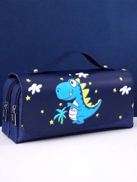 Dinosaur Series Double Layer Large Capacity Zipper Pencil Carousel 2