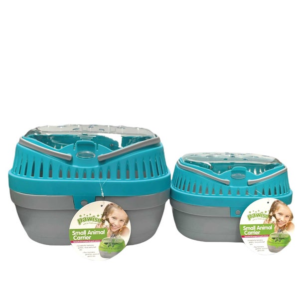 Animal Carrier For Small Pet - Blue Plastic Guinea Pig Mouse Hamster Travel Cage Carousel 1