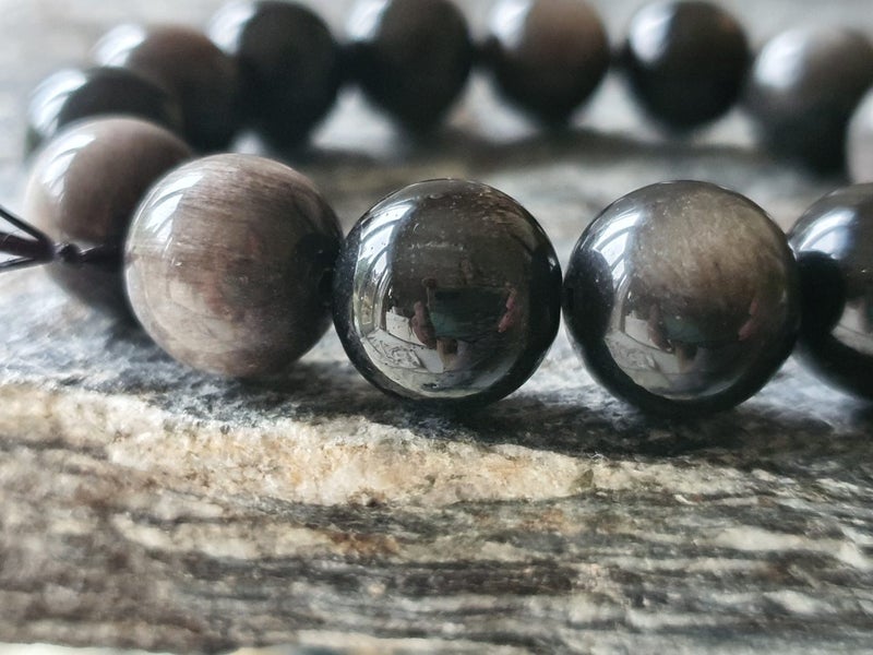 OBSIDIAN CRYSTAL BEADED BRACELET INNER PEACE TRUTH & PROTECTION (NZ MADE) Carousel 2