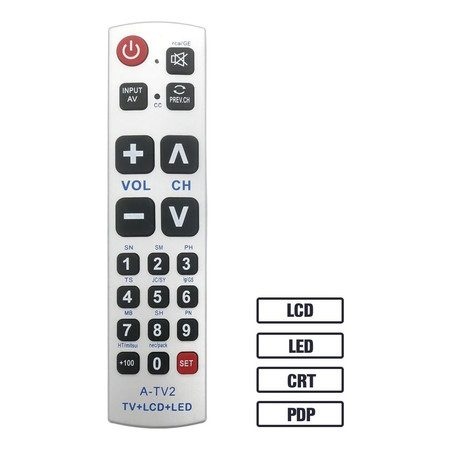 Big Button Universal Remote Control A-TV2 Initial Setting for Lg Vizio Sharp Carousel 1