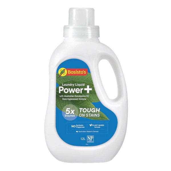 1.2L Power Plus Laundry Liquid Bosistos Eucalyptus Plant Based Washing Detergent Carousel 1