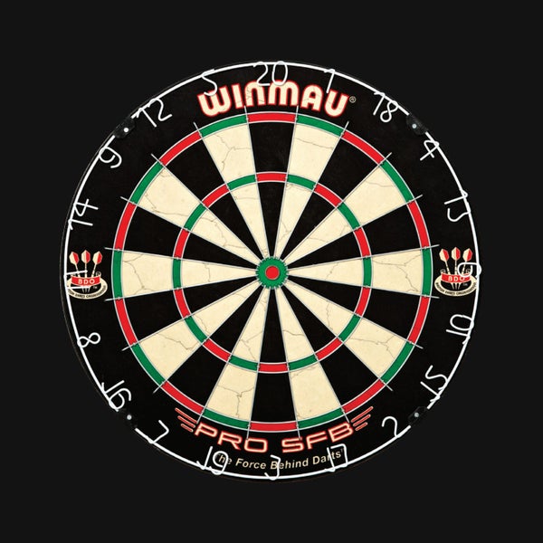 WINMAU PRO SFB Bristle Dart Board Set - Rosewood Cabinet - 6 x Darts Carousel 2