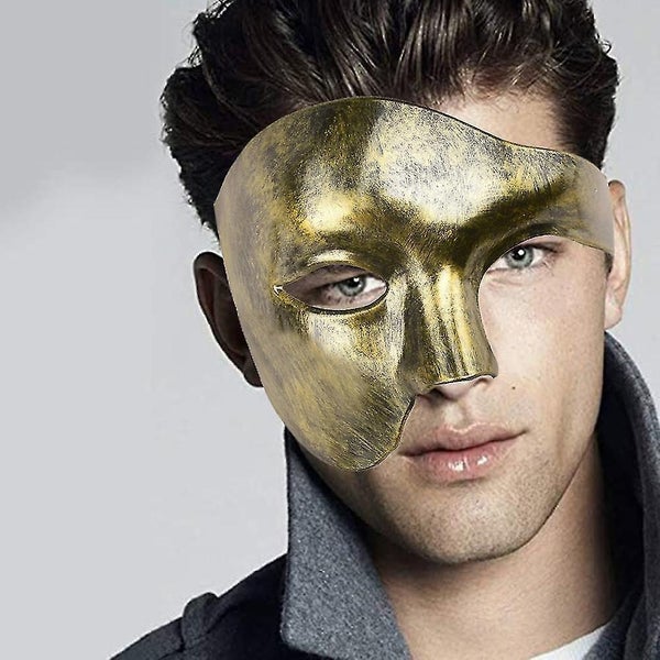 Phantom of the Opera Half Face Masquerade Mask - Halloween Party Men's One-eyed Carousel 2