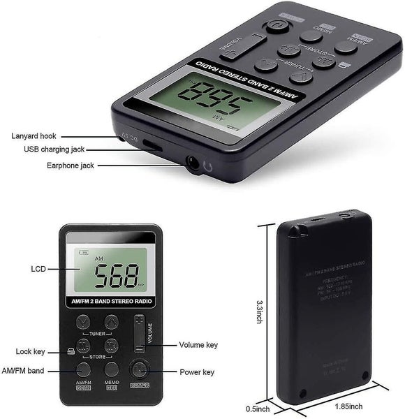 Personal Am/fm Pocket Radio Portable Vr-robot, Mini Digital Tuning Walkman Radio Carousel 3