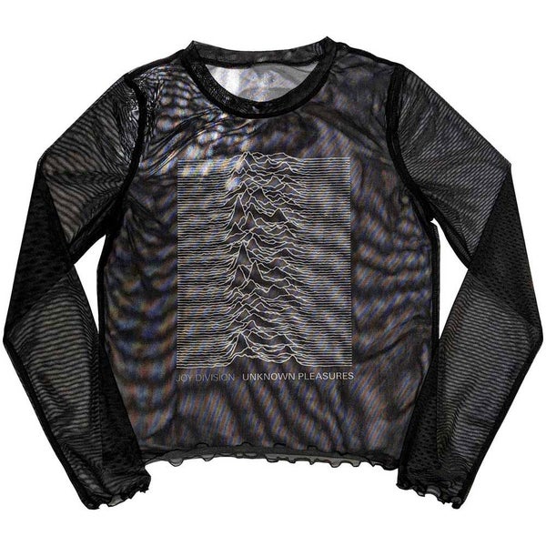 Joy Division Unknown Pleasures Long Sleeve Mesh Crop Top Carousel 1