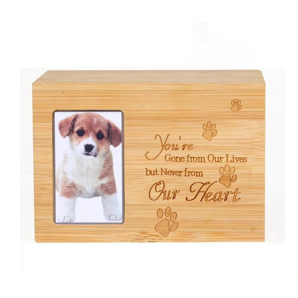 Pet Urn Keepsake Boxes Dog Memorial with Picture Wood Casket Cat Urns for Ashes Carousel 1