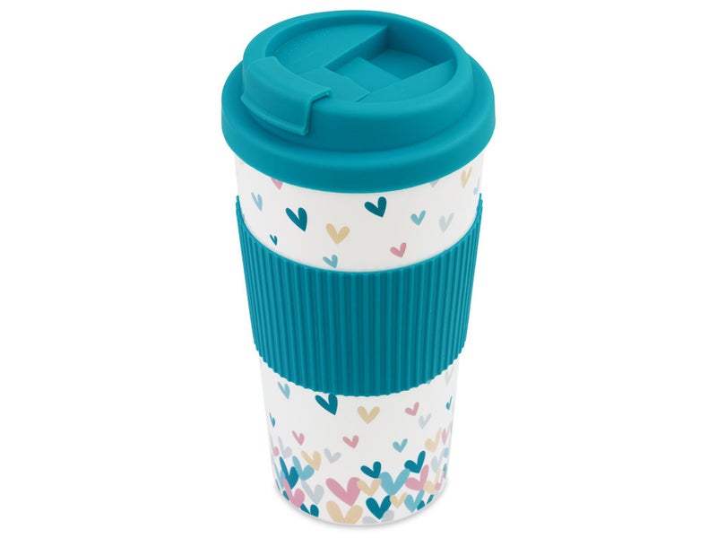 450ml Travel Coffee Cup - Double Wall, Lock Lid & TPR Grip - Green Carousel 1