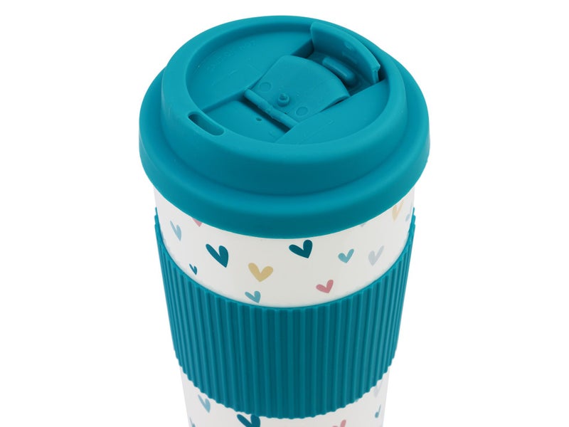 450ml Travel Coffee Cup - Double Wall, Lock Lid & TPR Grip - Green Carousel 2