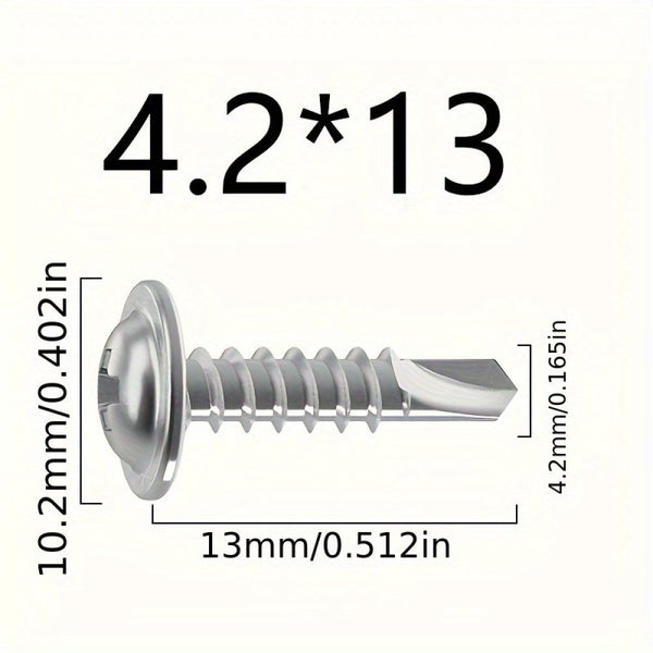 Truss Head Phillips Self Drilling Tek Screws Stainless 4.2mm 100pcs Vari Sizes Carousel 1