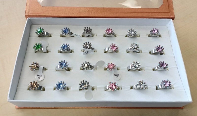 24pcs Artificial Round Rings Stainless Steel Assorted Carousel 3