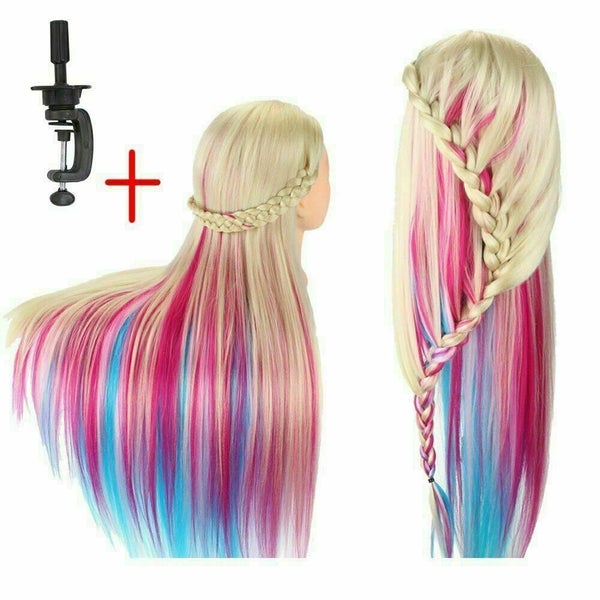Colorful Hairdressing Training Head With Clamp Hair Mannequin Practice Doll Carousel 1