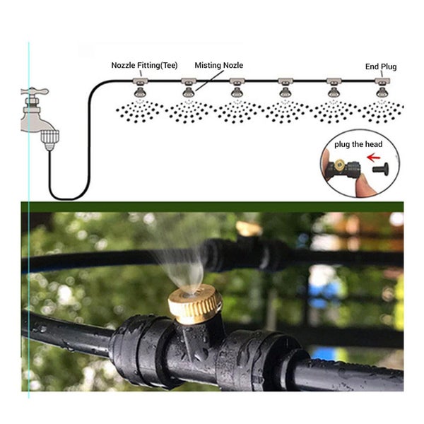 6M Outdoor Patio Water Mister Mist Nozzle Misting Cooling System Fan Cooler Carousel 2