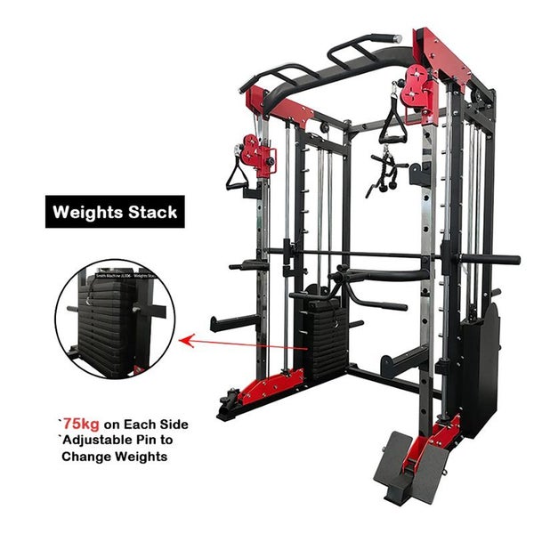 Smith machine with 300lbs Weight Stacks Home Gym Carousel 9