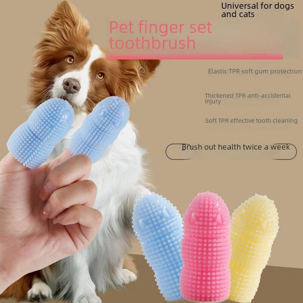 New Pet Toothbrush Dog Toothbrush Cat Scratching Dual Finger Brush Carousel 2