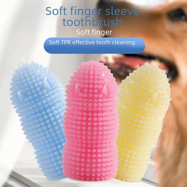 New Pet Toothbrush Dog Toothbrush Cat Scratching Dual Finger Brush Carousel 4