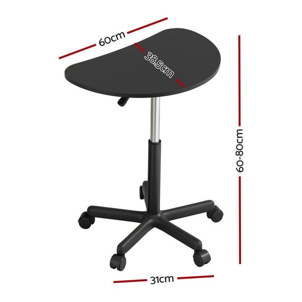 Laptop Desk Portable Height Adjustable Table Caster Wheels 60cm Black Carousel 2