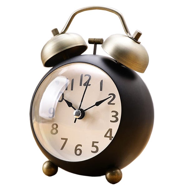 Retro Small Alarm Clock Metal Bell Clock, Loud Alarm Clock Study Desk Clock Carousel 1