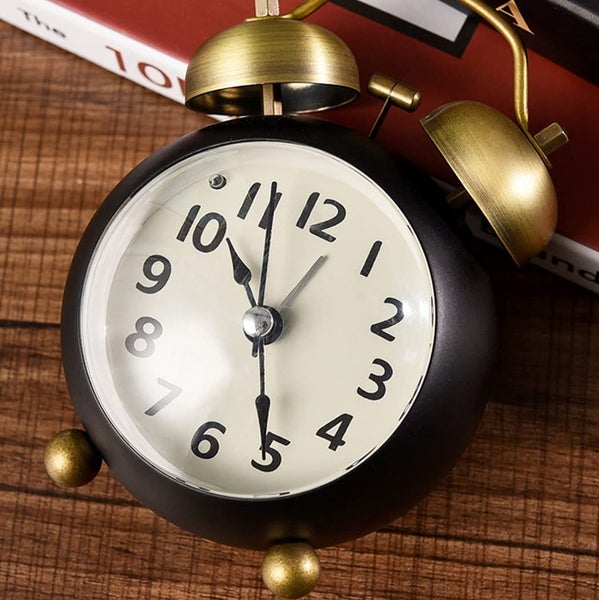 Retro Small Alarm Clock Metal Bell Clock, Loud Alarm Clock Study Desk Clock Carousel 2