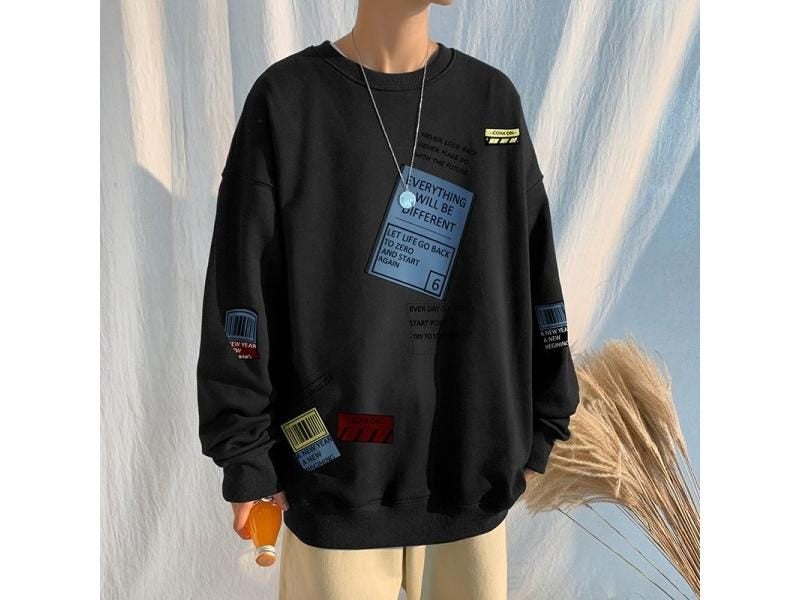 Autumn Spring Hoodies Sweatshirt For Men's Black Loose Hip Hop Punk Pullover Carousel 2