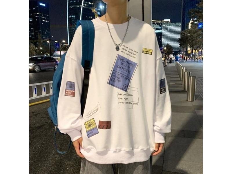 Autumn Spring Hoodies Sweatshirt For Men's Black Loose Hip Hop Punk Pullover Carousel 1
