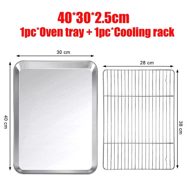 Premium Oven Grill Tray & Rack Set Baking Roasting Cooling Quarter Sheet Pan Carousel 10