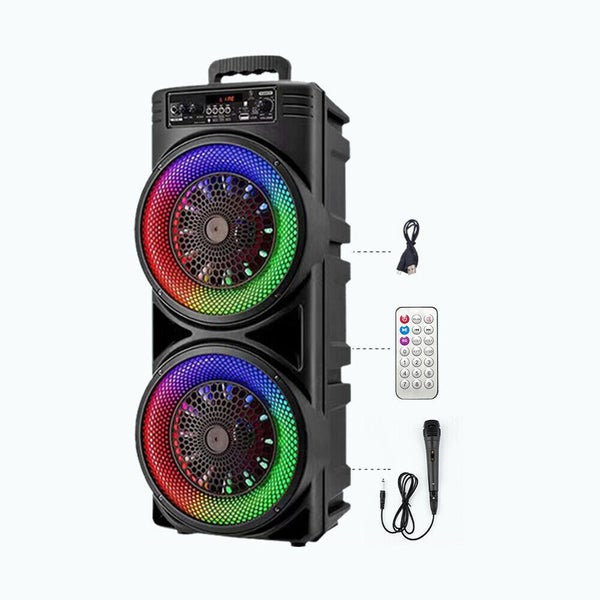 5000W Dual 8.5''Bluetooth Speaker Sub Woofer Heavy Bass Party RGB w/ Mic Remote Carousel 1